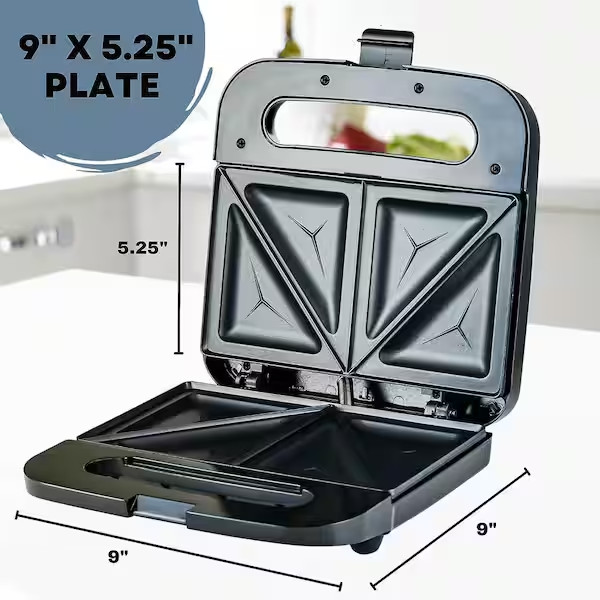 2-Slice Electric Sandwich Maker Non Stick Grill Black