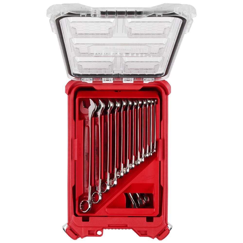 Milwaukee Sae Combination Wrench Set With Packout Compact Organizer 15 Piece