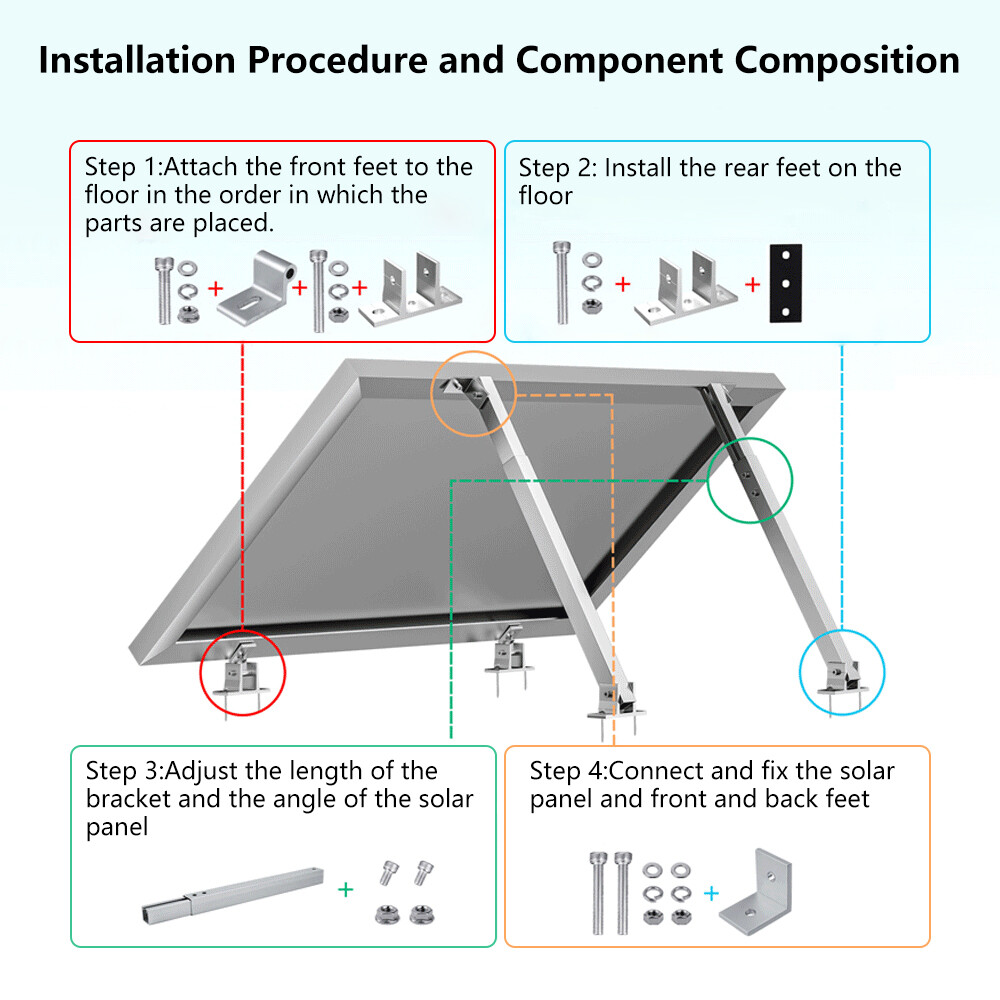 Solar Panel Mounting Brackets Adjustable Angle ABS Tilt Mount Fixing Wall Roof