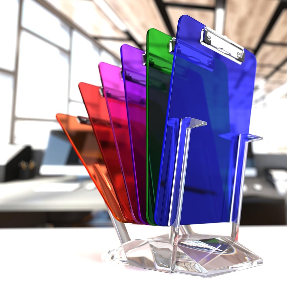 Kiggos 6 Pack Plastic Clipboards Colored Transparent Clear Clip Multicolor