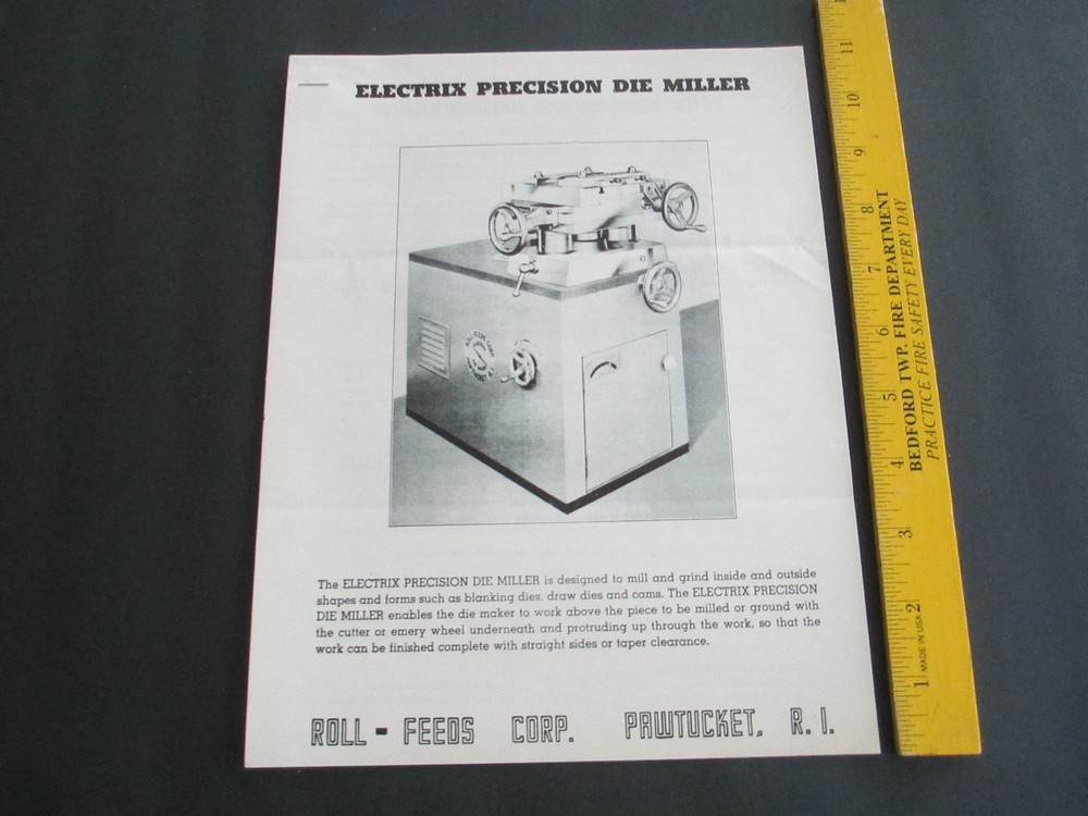 Electrix Precision Die Miller Machine Brochure Spec  8 pages      B59