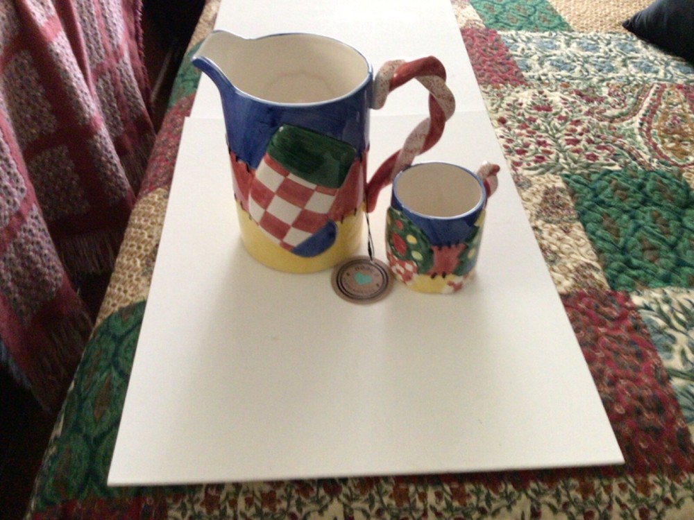 Lotus Hope & Herringbone 1993 pitcher and mug