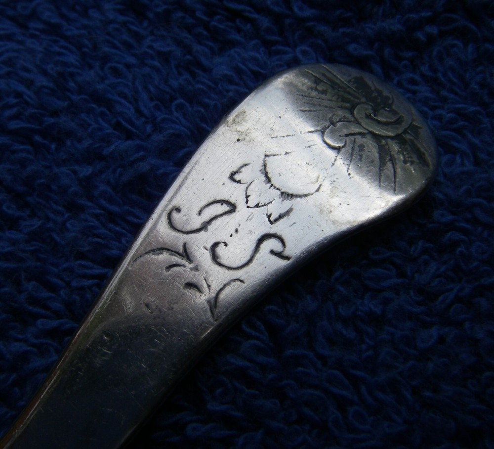 Very Early GERMANIC(?) Silver SERPENTINE Handle SPOON-Marked-AS IS