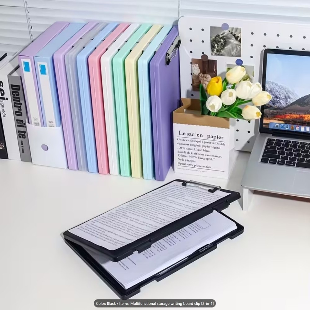 Clipboard with Storage A4 File Folder Storage Black