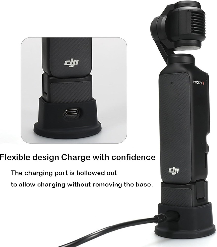 Foldable Non-Slip Mount for DJI Osmo Pocket 3 - Scratch-Resistant Black Base