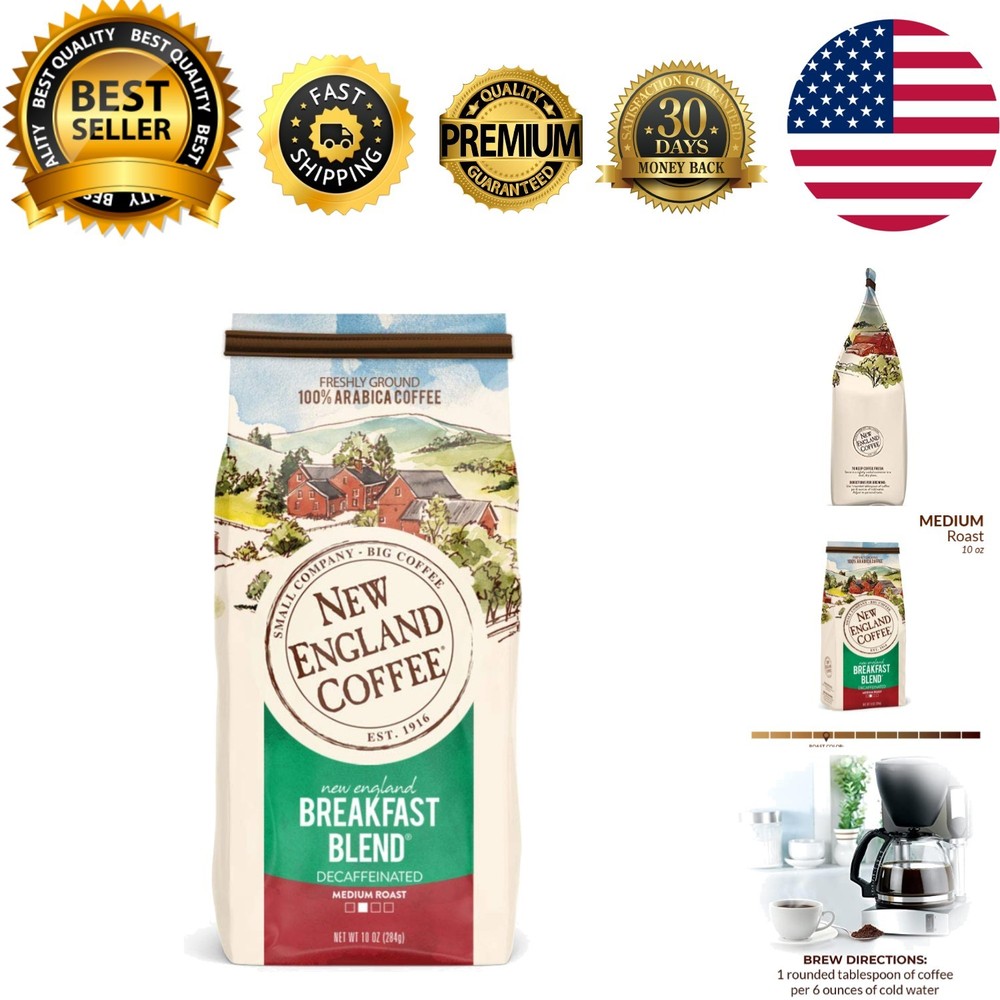 Rich Decaffeinated Medium Roast Coffee - 10oz Small-Batch Ground Coffee