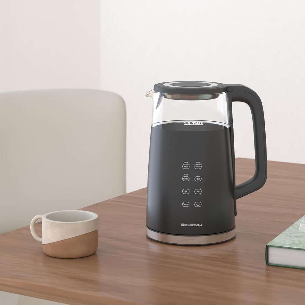 1.7L Dual Wall Cool Touch Electric Tea Kettle Programmed Digital Touchscreen