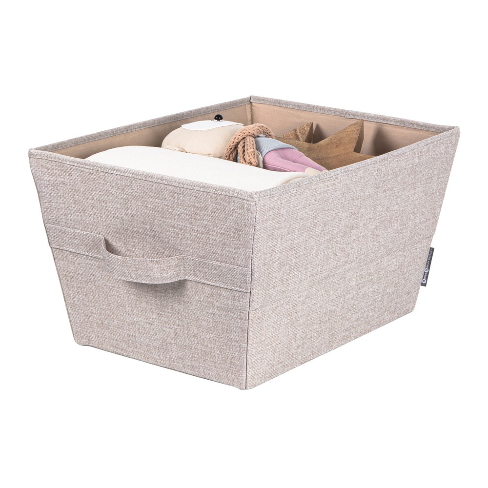 Bigso Tapered Storage Bin | Collapsible Fabric Storage Cubes | Large Beige