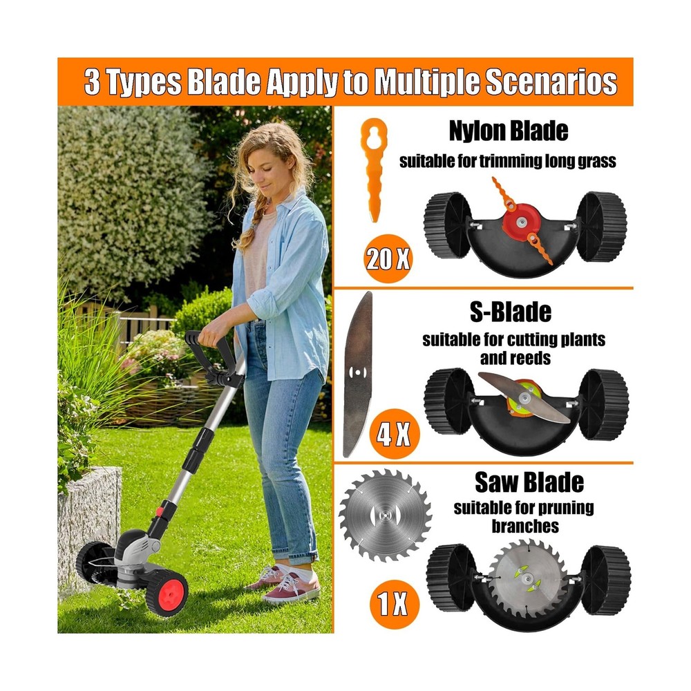 Electric Weed Wacker Cordless Eater Battery Powered Eater Lightweight Edger P...
