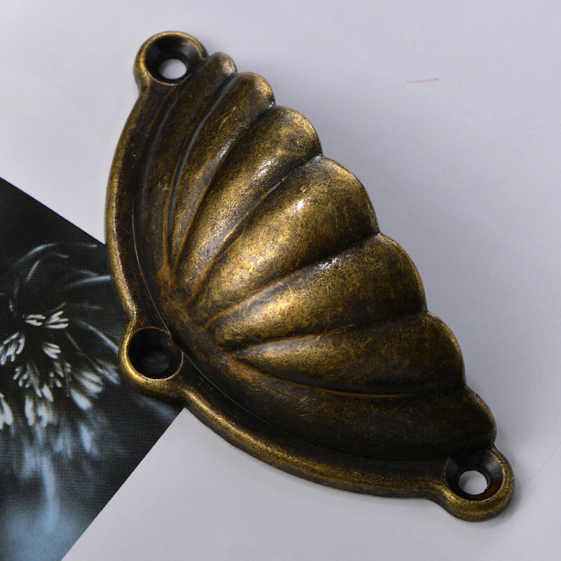 6pcs Shell Shape Antique Handle Drawer Pulls Alloy Handle Cabinet Hardware Decor