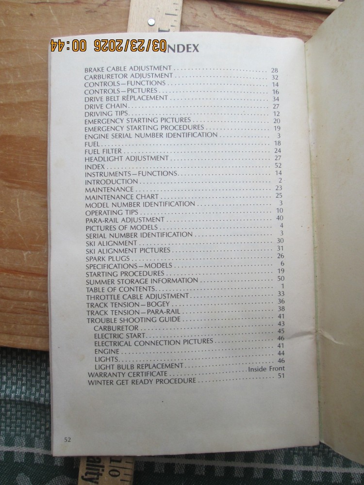 scorpion snowmobile Operator's Manual 1974