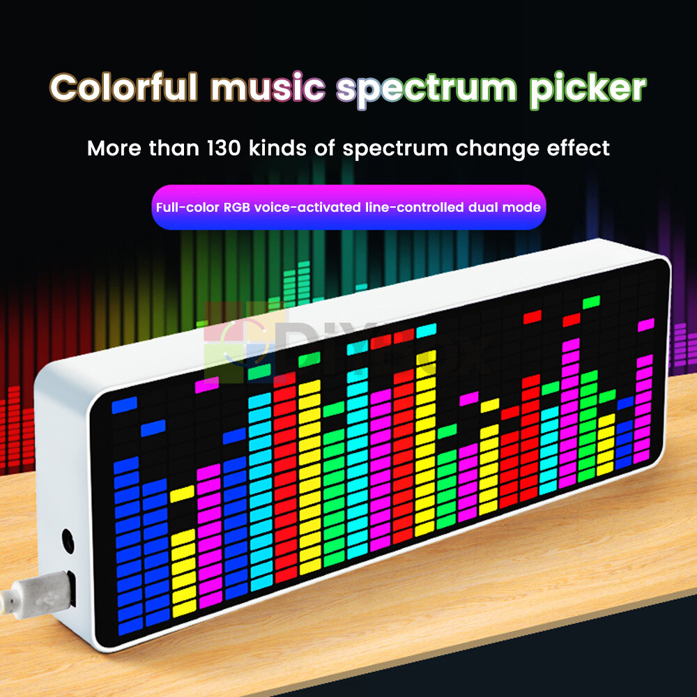 MIC+CABLE Sound Level Meter Clock LED Audio Display Music Spectrum Visualizer