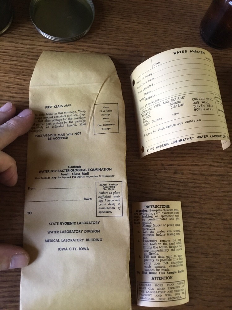 VINTAGE WATER TESTING SAMPLE COLLECTION KIT NEVER USED