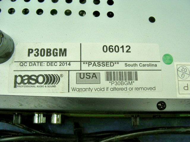 PASOSOUND P30BGM PROFESSIONAL INTERGRATED AMPLIFIER 120V 30W