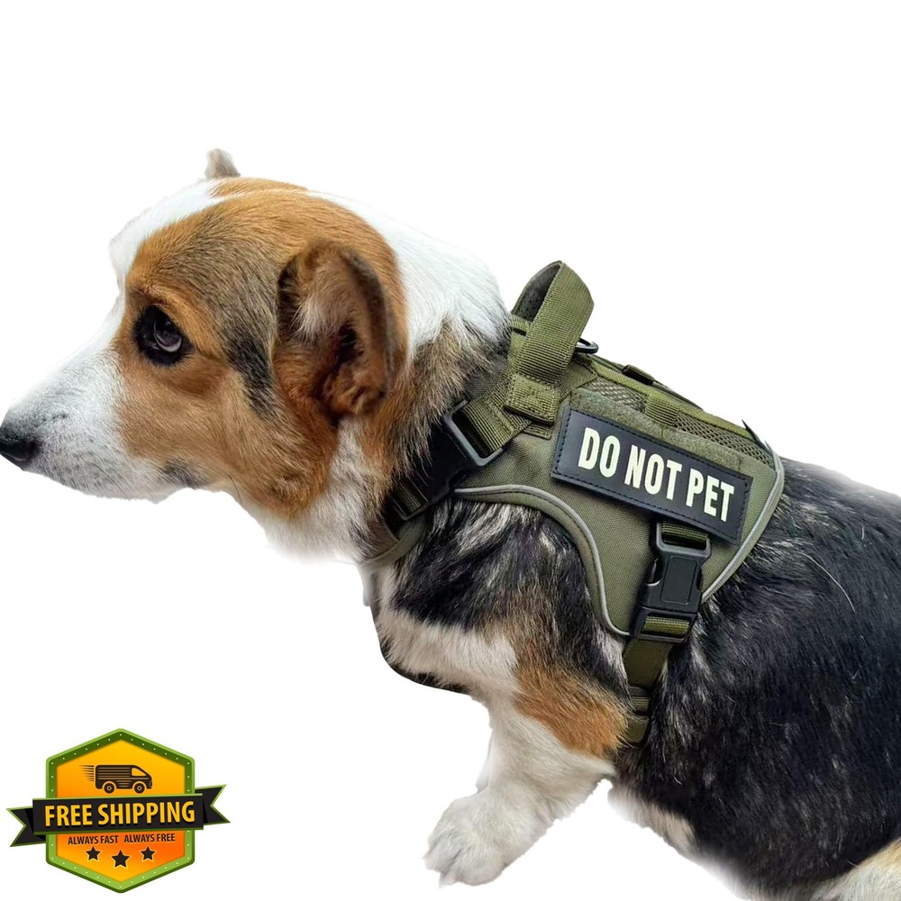 DNALLRINO Tactical Dog Harness Small Medium No Pull Green Reflective