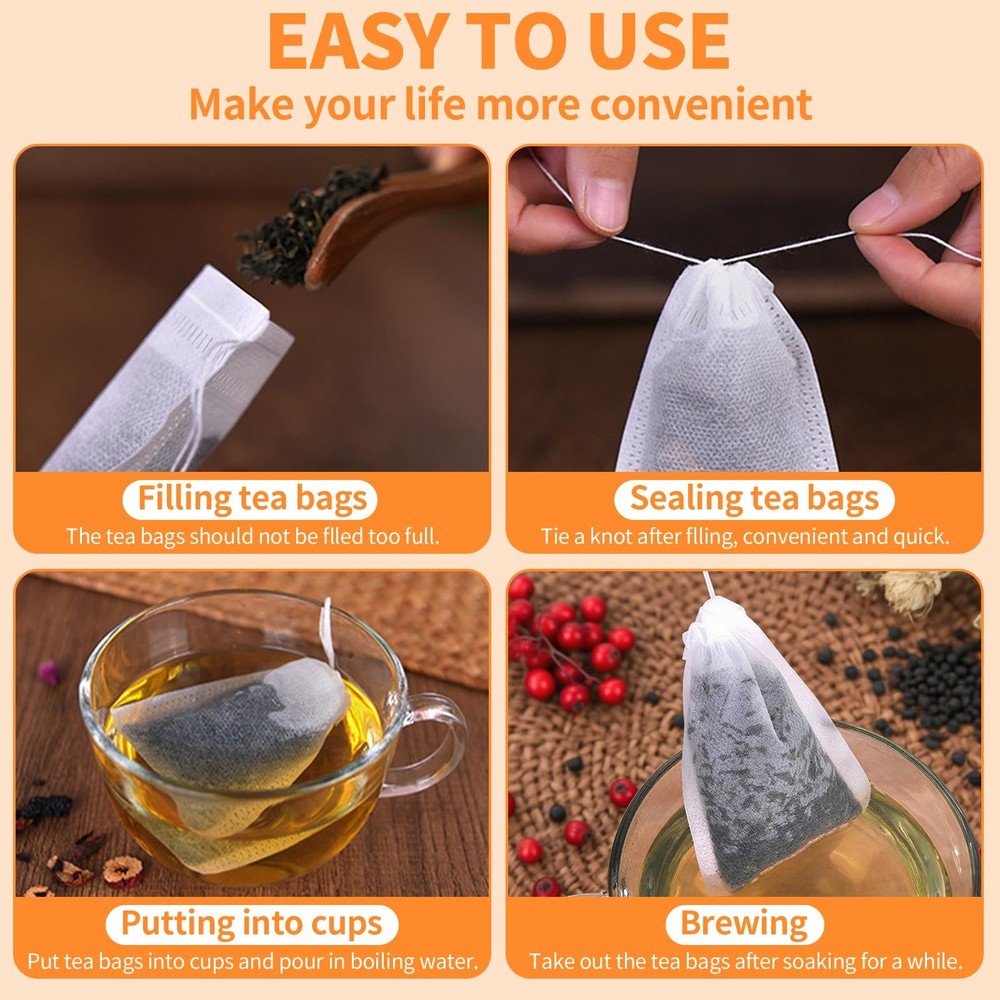 Disposable Drawstring Tea infusers Tea Filter Bags for Loose Tea Herbs 100Pcs...