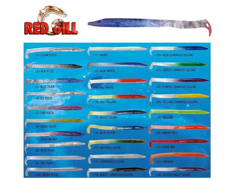 Red Gill Flasher Sandeels 70mm - 4 Per Pack - BLUE / WHITE