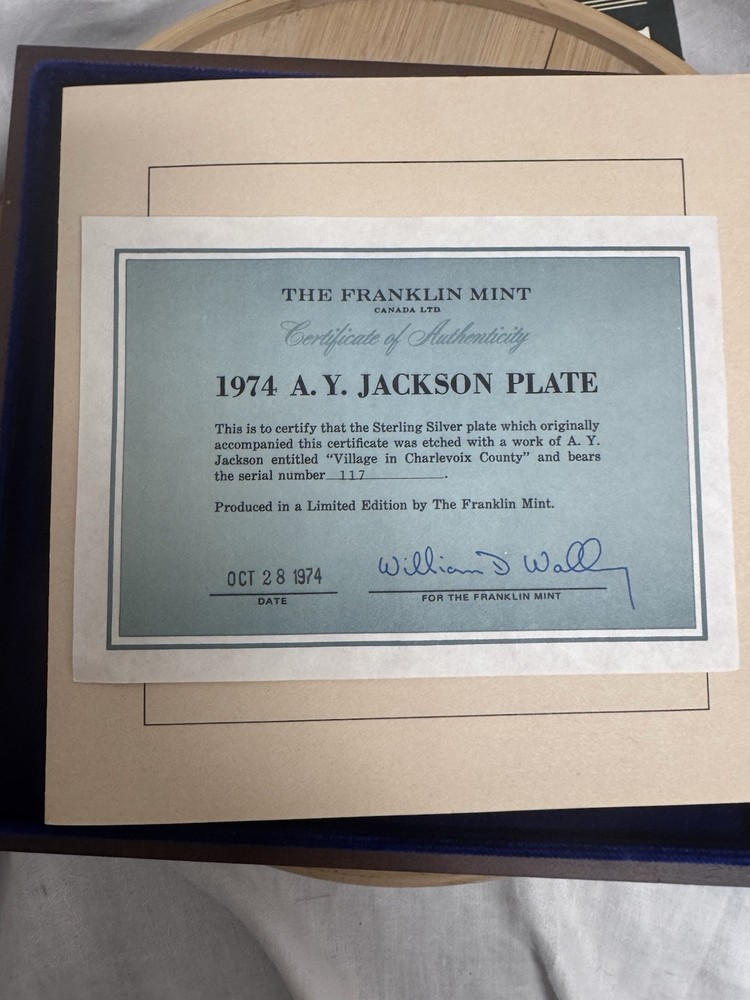 Franklin Mint Silver AY jackson Charlevoix Plate