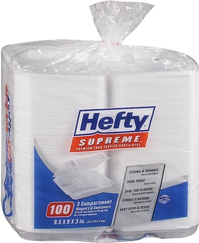 Hefty Hefty Foam Compartment 9" Hinged Lid Tray (100Count),, ()