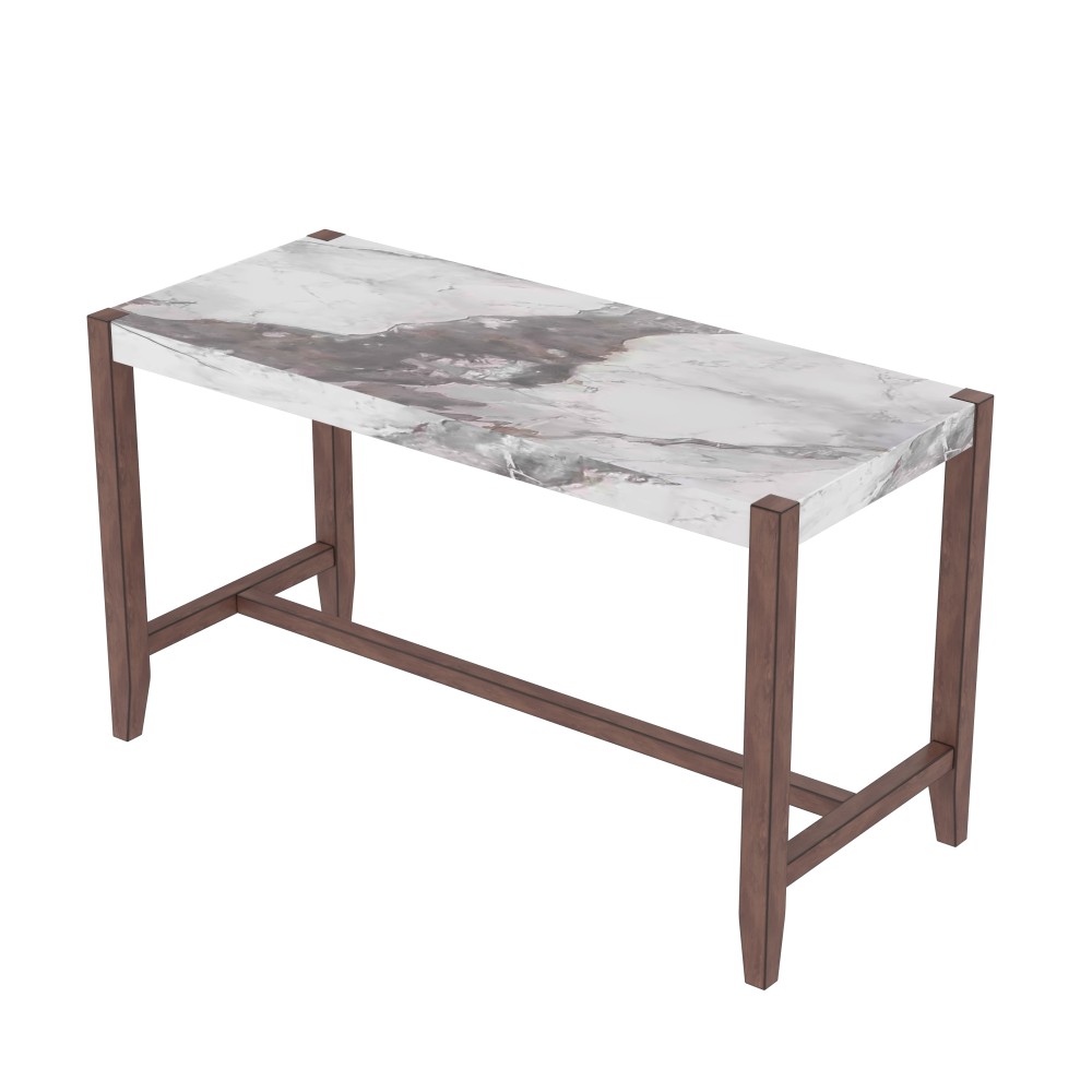 Faux Marble Counter Height Dining Table Set with 2 Chairs, Modern Pub