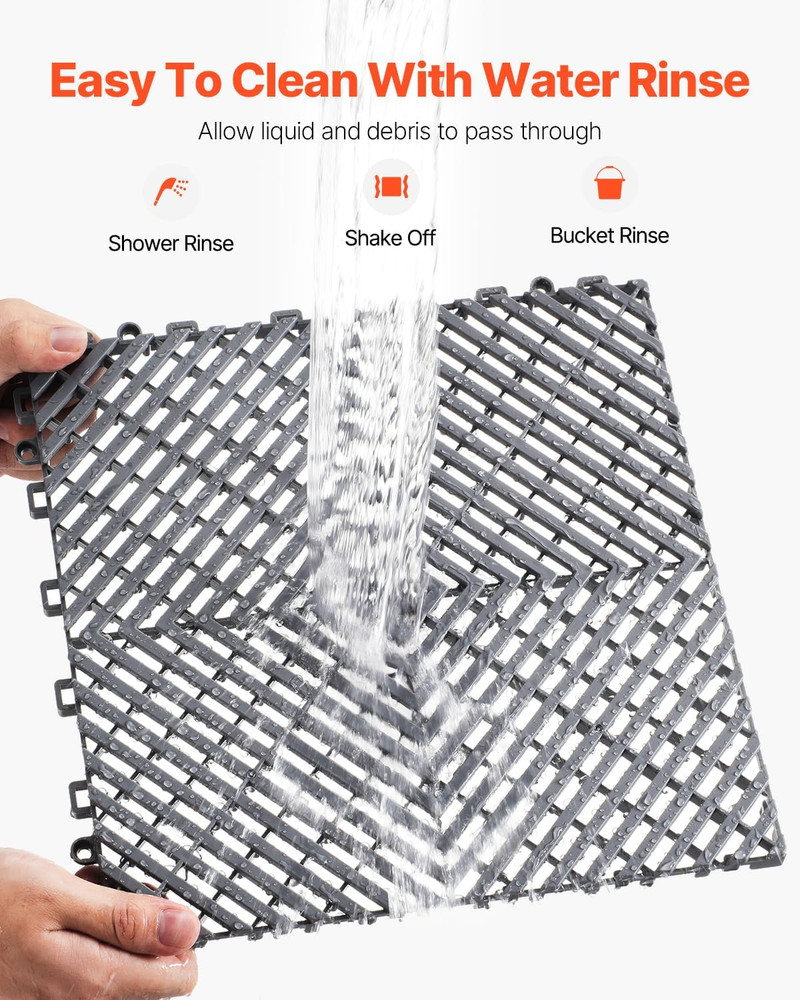 Interlocking Drainage Mat, 12” X 12” Modular Interlocking Cushion, 12 Pcs Splici