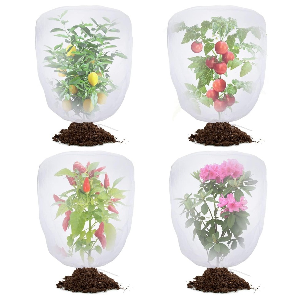 4 Pack Garden Bug Netting Insect Barrier Plant Mesh Netting with Drawstring