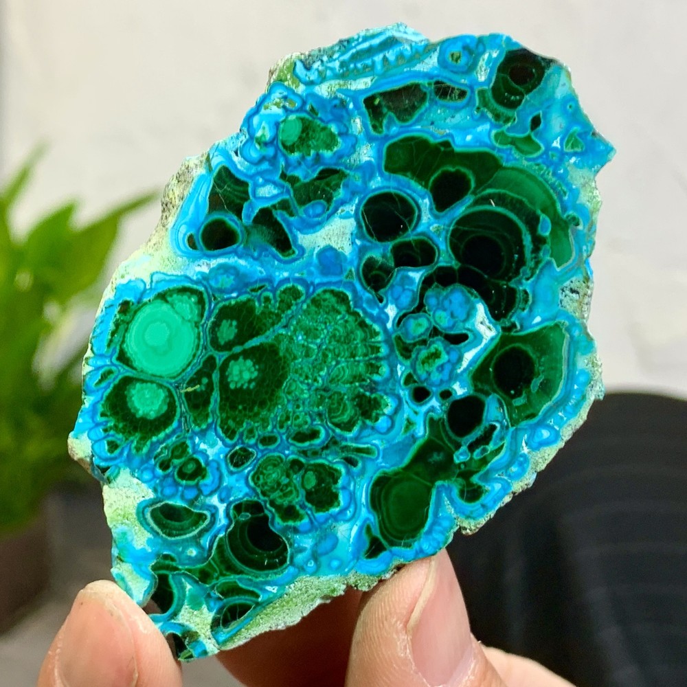 111G Natural Chrysocolla/Malachite transparent cluster rough mineral sample