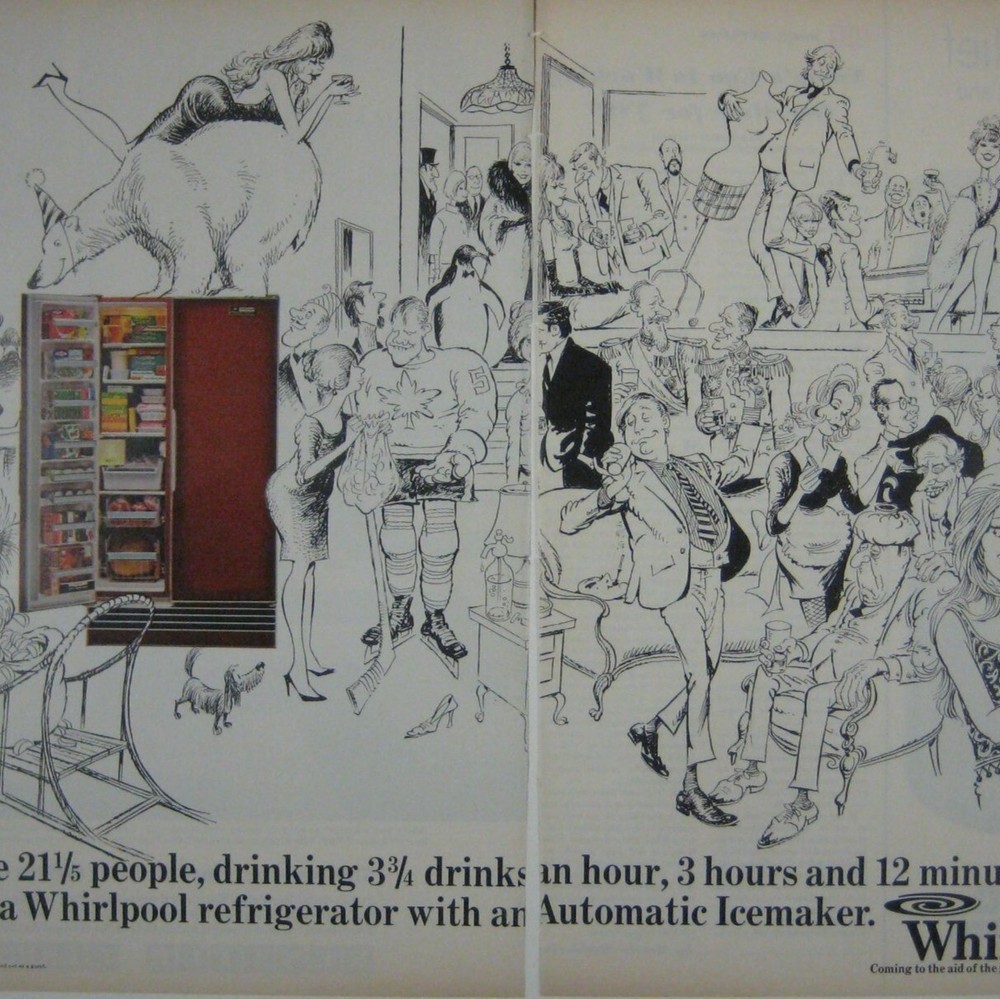 Vintage Whirlpool Refrigerator Print Ad Automatic Icemaker 1960s Decor READ