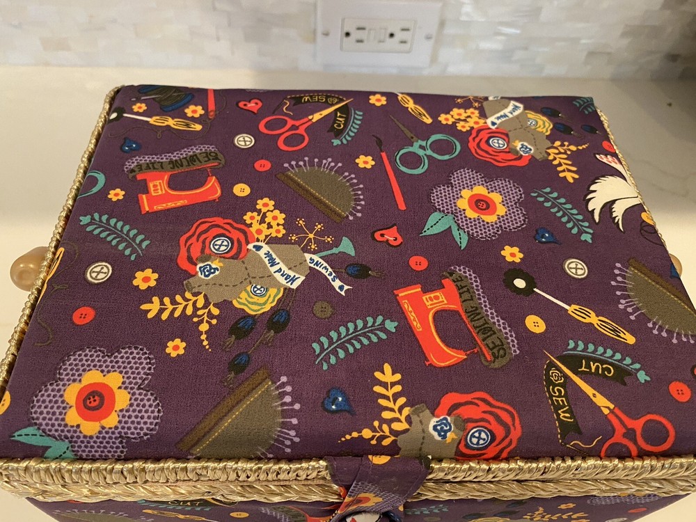 Wicker/Padded Sewing Box Purple/sewing accessory design