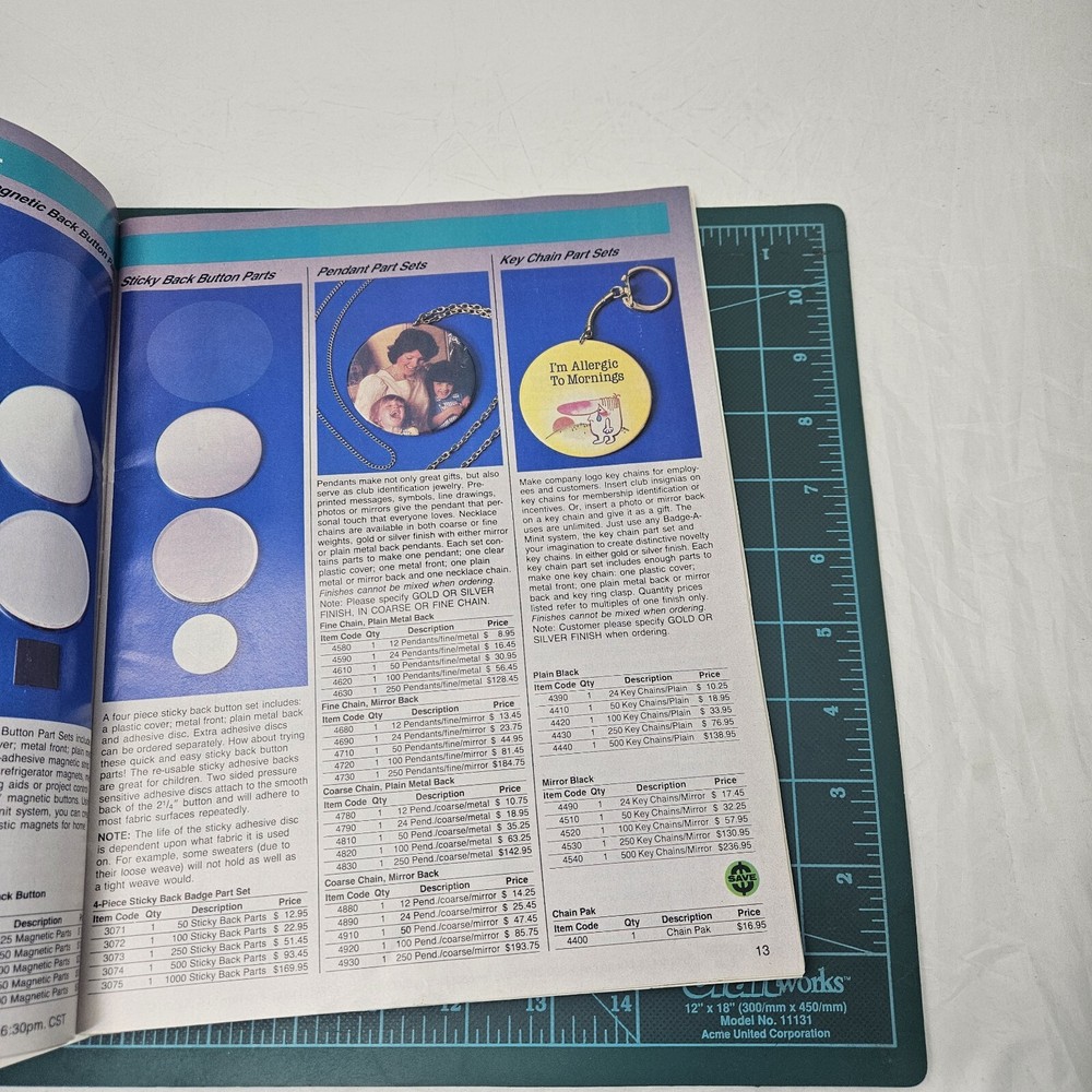 1987 & 1988 Badge A Minit Button Making Equipment Catalog