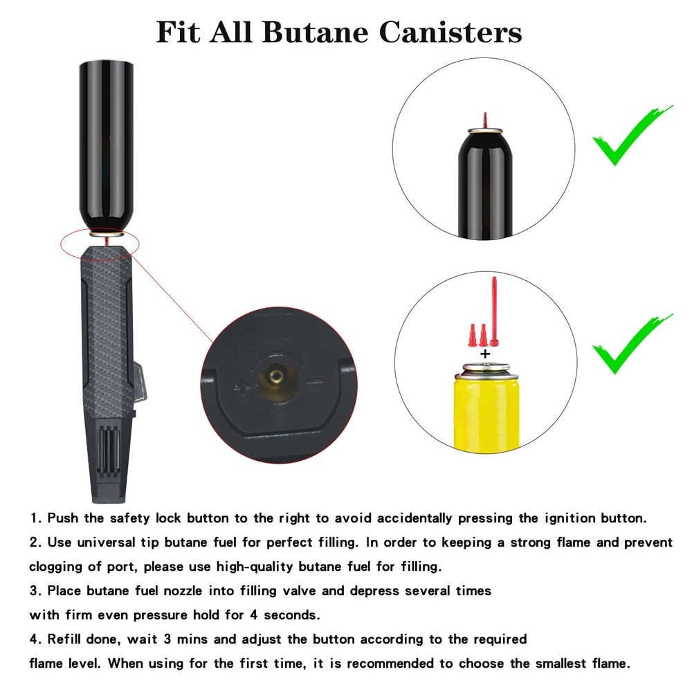 Butane Torch Lighter, Refillable Kitchen Cooking Torch with Safety Lock, Wind...