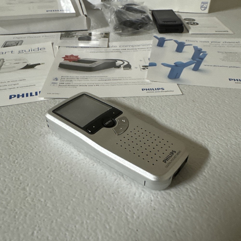 Phillips LFH 9370 Digital Pocket Memo Recorder Complete! Tested & Working