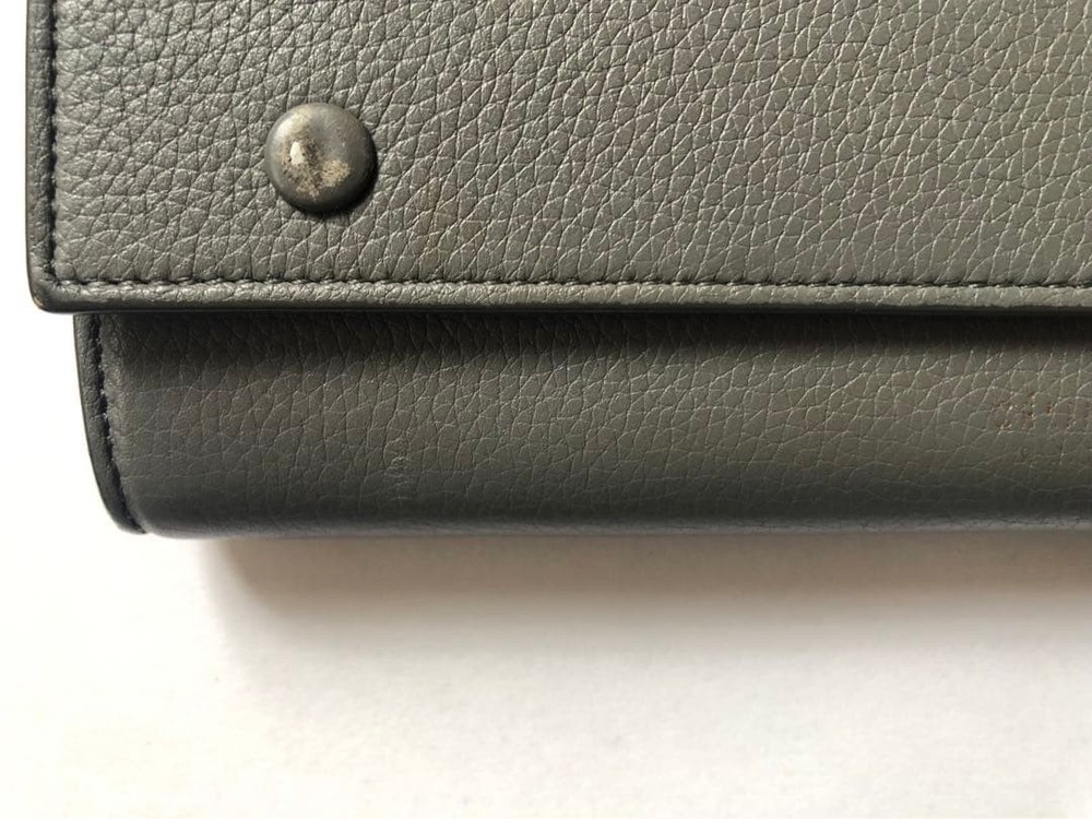 CELINE Gray Long Wallet Leather