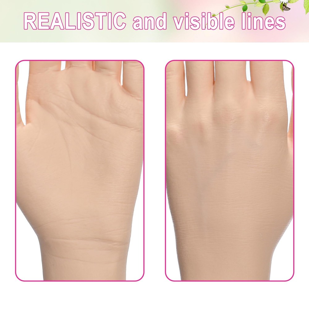 Practice Hand for Acrylic Nails Realistic Mannequin Hand for Nails Practice S...