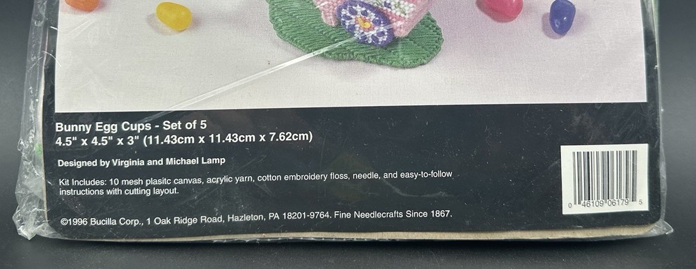 Bucilla Bunny Egg Cups Plastic Canvas Kit 6179 Easter Rabbit Candy Container