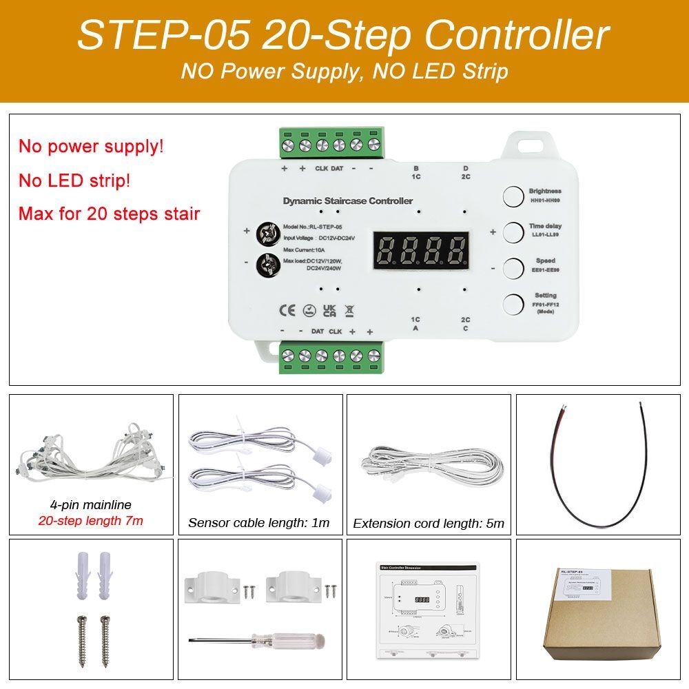 TOP Controller Led Stair Lights PIR Motion Sensor Stairway Step Dimming System