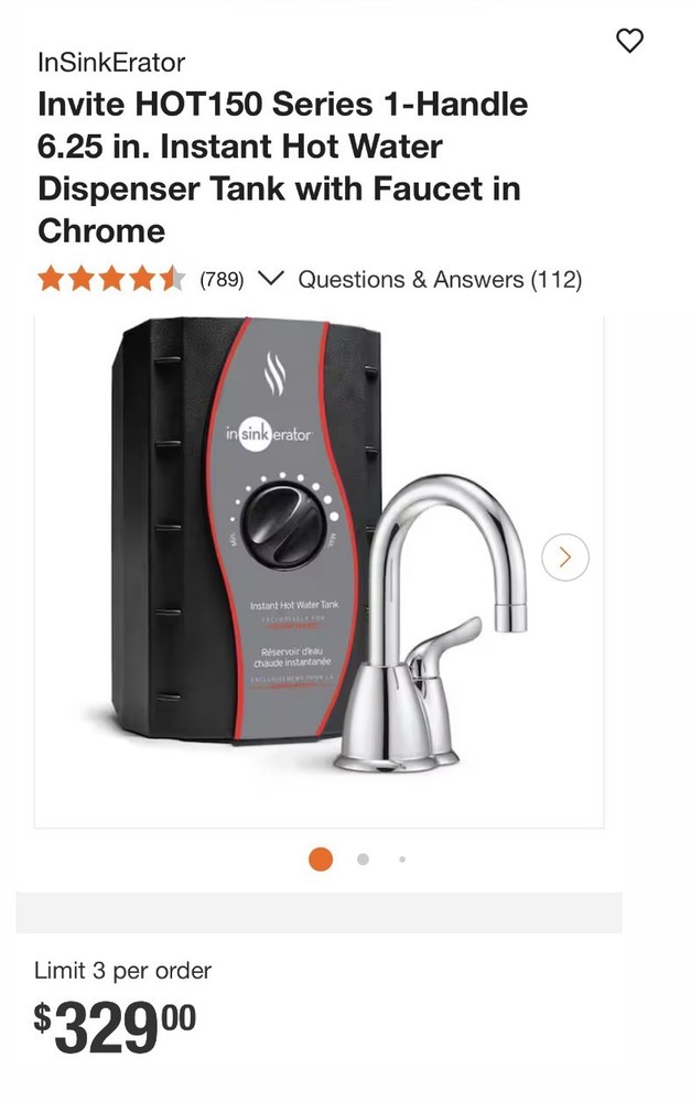 InSinkErator H-HOT150C-SS Water Dispenser - Chrome NEW SEALED SAME DAY SHIP