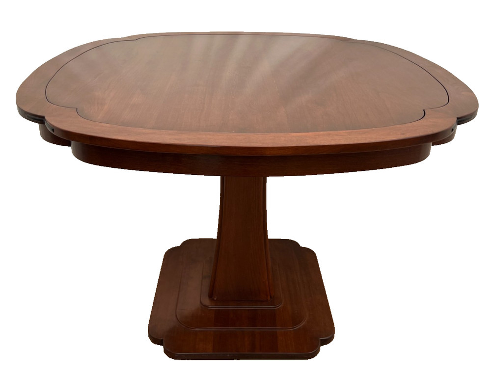 Vintage Stickley Pedestal Table Solid Cherry Clover pattern Kitchen Game Room