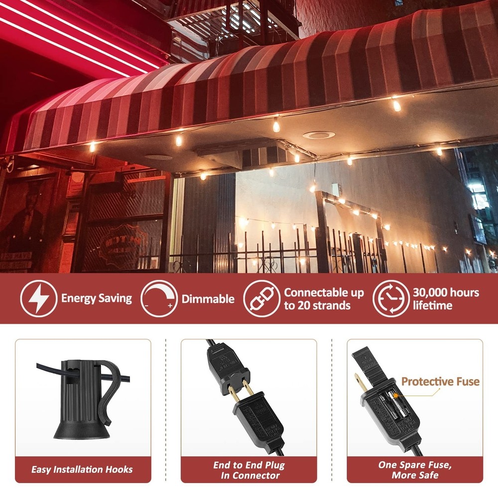 Achin 100FT Outdoor String Lights LED Dimmable Patio Lights String Waterproof...