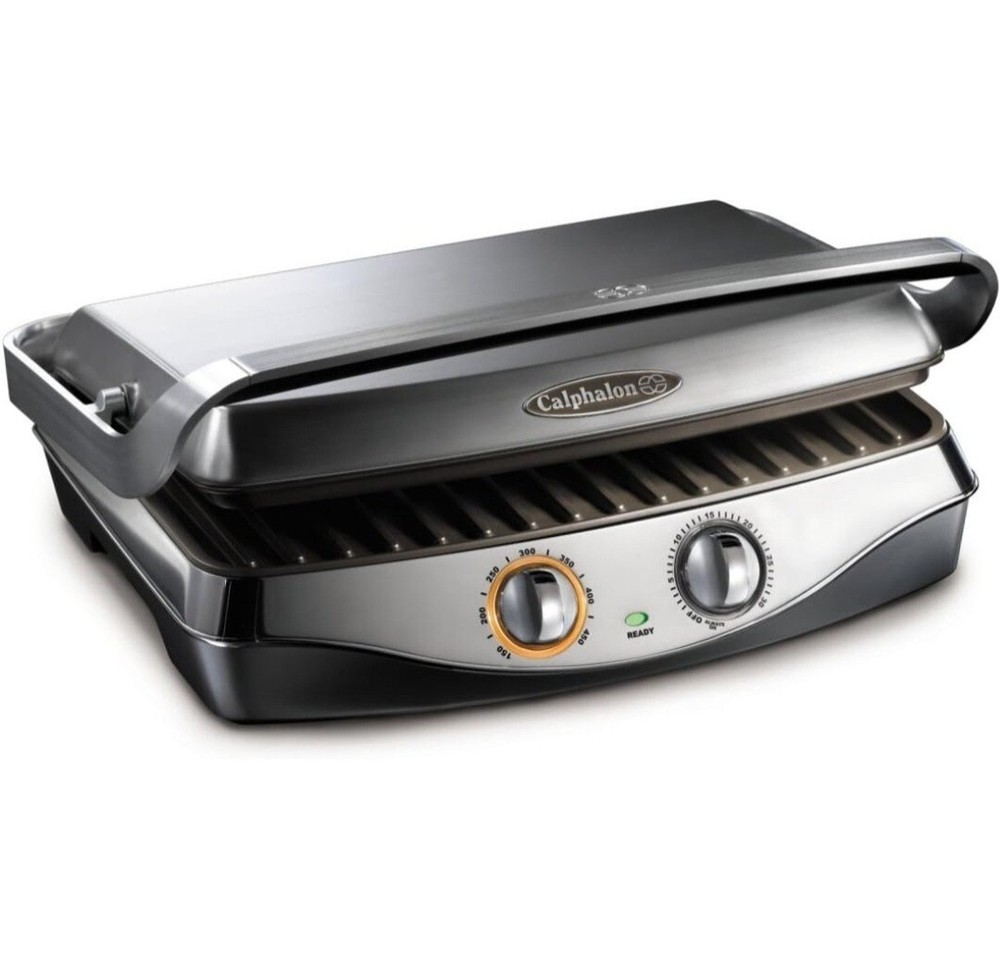 Calphalon HE600CG Adjustable Height Electric Grill Griddle Scratch-Free Surface