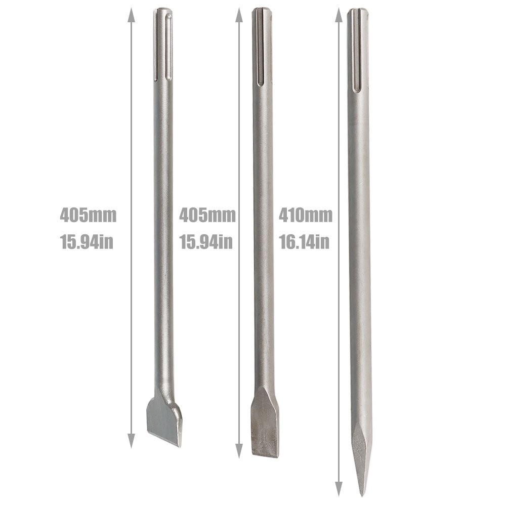 3 Pack 16 Inch SDS Max Chisel Rotary Hammer Drill Chisel Bits For Drilling