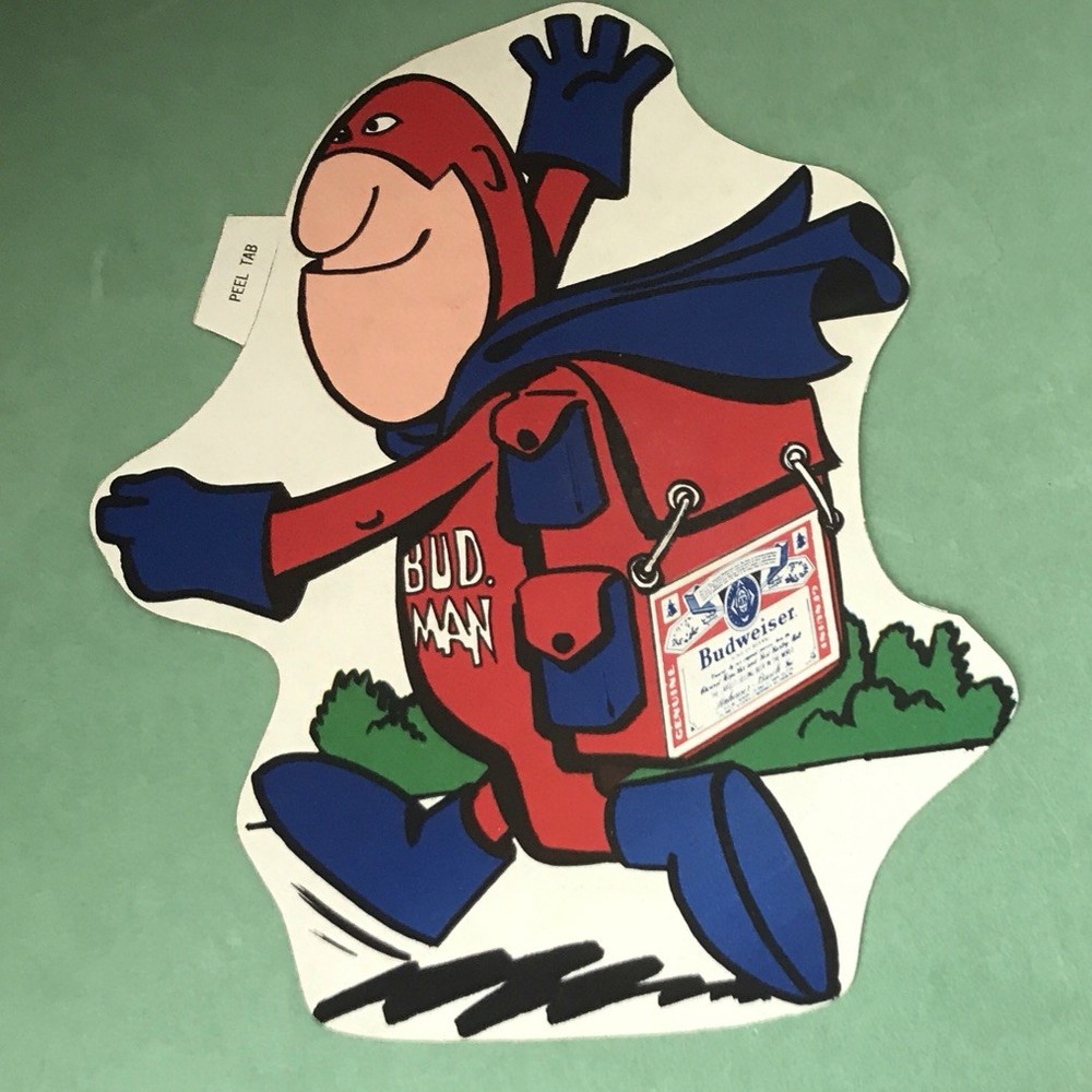 Bud Man Backpack Sticker 1970’s Vintage Budweiser