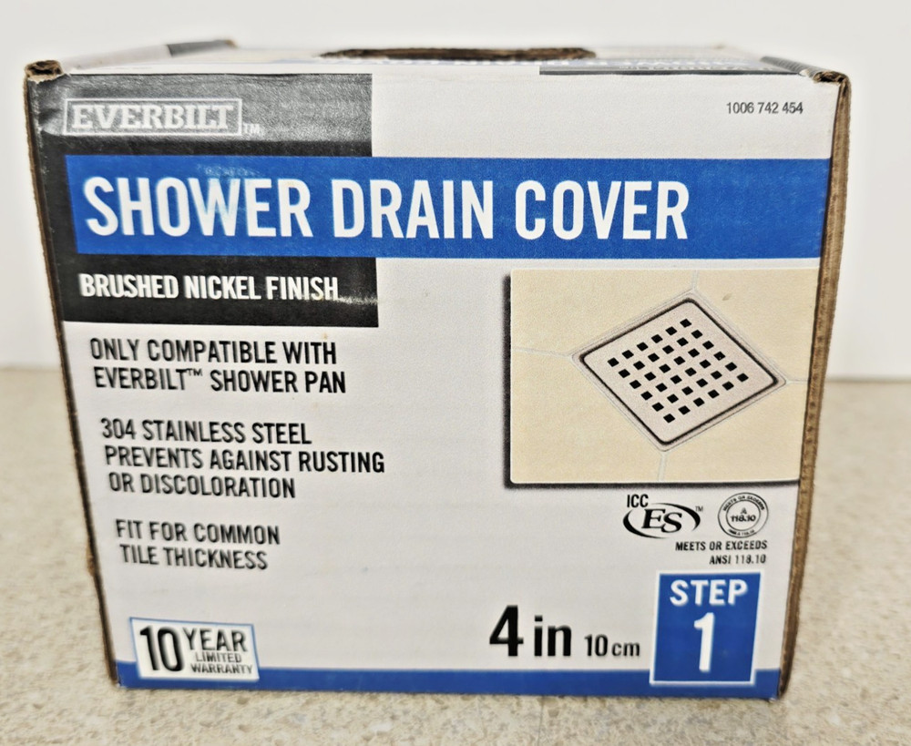 Everbilt Watershield Shower System 4 in. Brushed Nickel Square Grid Drain Grate