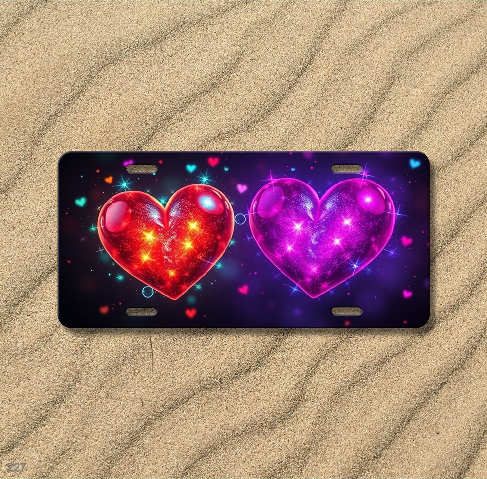Premium Hearts License Plate Optional Text Decorative Plate Gift Idea