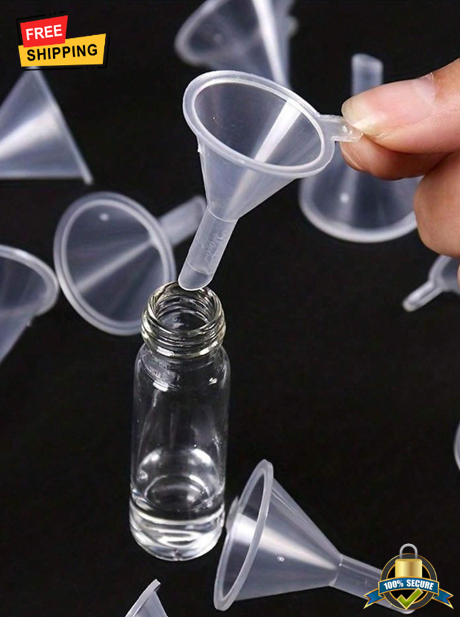 5Pcs Mini Transparent Plastic Funnels - For Oils, Perfumes, Spices & Powders