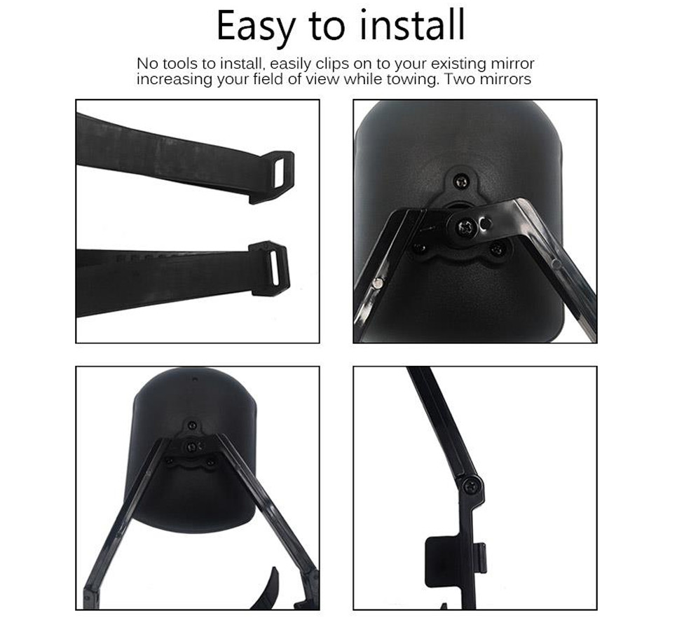 1x Universal Clip-On Trailer Towing Mirror Adjustable Extendable Rearview Mirror