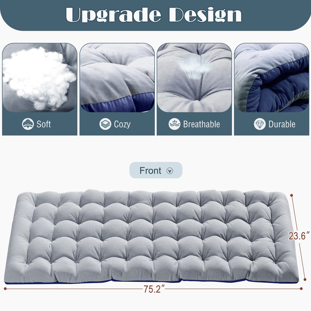 NAIZEA Folding Cot Adjustable 4-Position Reclining Folding Chaise With Mattress