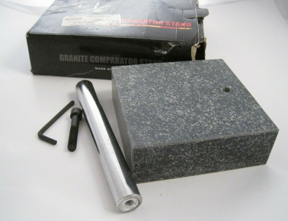 MSC 06519045 GRANITE Comparator Gage Stand - 6" x 6" Rectangle Base - 8" Post