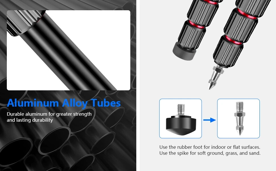 Manbily Camera Monopod, E-222 (Red&Black）Camera Monopod