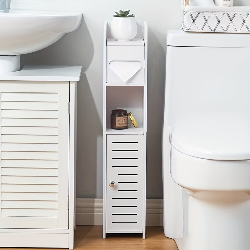 Bathroom Storage Rack with Cupboard- Cubby Hole Shelves,Space-Saving Gap Storage